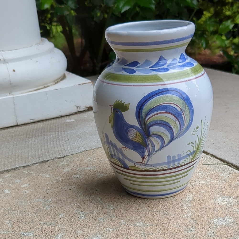Hand-Painted Ceramic Vase with Rooster Design